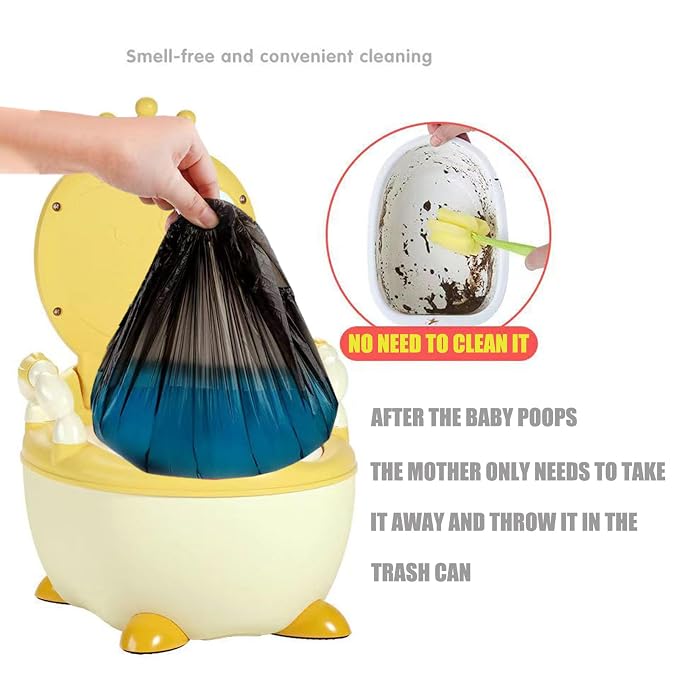 OULIGET Potty Chair Liners with Elastic, Portable Potty Training Bags, Potty Refill Liners Disposable for Toddlers Kids and Baby,Toilet Seat Cover,17x8Inches,Black,200pieces