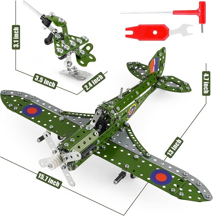Model Airplane Kits for Boys 8-12,Erector Set for Boys Building Toys Age 10-12,374 PCS DIY Building Stem Projects Toys for Kids,Cool Aviation Gifts for Airplane Model Fans