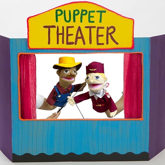 16" Puppets Entriloquist Puppet,Hand Puppets for Kids Plush Peasant Puppets for Adults with Removable Mouth Puppet for Kids Ages 4-8,Hand Puppet for Adults with Scalable Puppet Control Rod