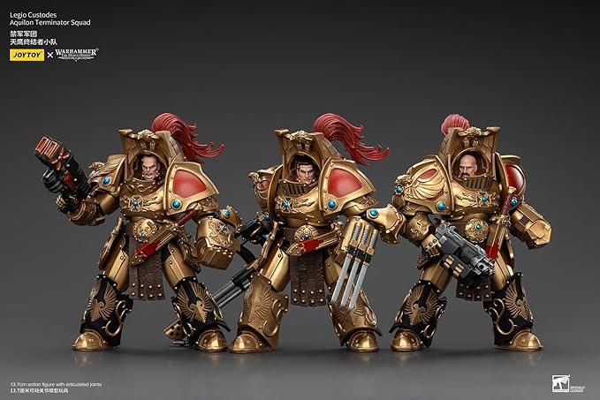 JOYTOY Warhammer The Horus Heresy Legio Custodes Aquilon Terminator Squad Set 3, 1:18 Scale 5.4in Action Figure Mecha Joy Toy Collection Model
