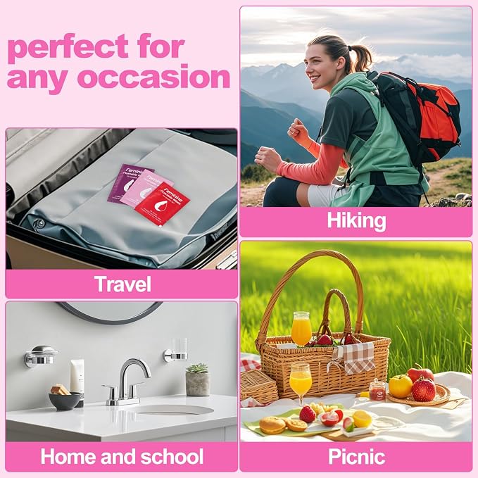 twoworld 300 Feminine Wipes Flushable Travel Individually Wrapped | Travel Wipes for Women,Feminine Care Wet Wipes Travel Size Vaginal Wipes for Adult,Girl and Homeless(Chamomile,Rose,Unscent)