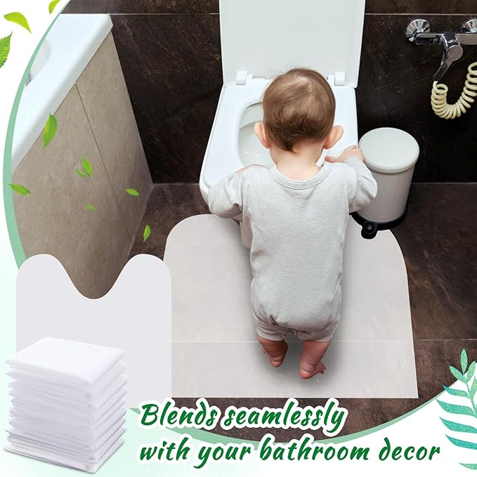 Drydiet 50 Pcs Disposable Toilet Mats 24 x 24 Inches Round Commode Potty Large Mats Training Cover Conceal Stains Non Slip U Shaped Toilet Floor Protector from Urine for Children Adults(Classical)