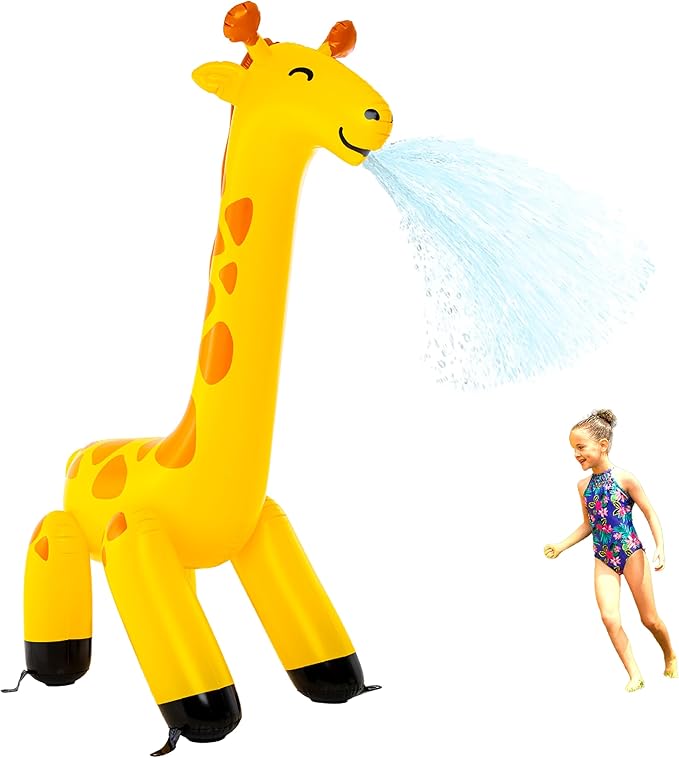 BigMouth Inc. Giant Giraffe Inflatable Sprinkler for Kids, Backyard Water Toy with Simple Inflate/Deflate, Fun Summer Activities