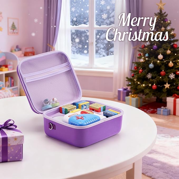 ProCase Hard Carrying Case for Little Tikes Story Dream Machine Starter Set, Kids Large Toy Bag Travel Portable Storage Box for Boy Girl Littles Character Books, Container with Shoulder Strap -Purple