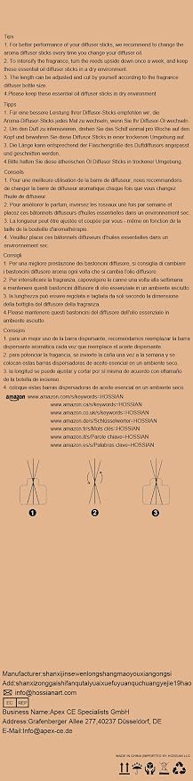 HOSSIAN 50PCS Reed Diffuser Sticks - Reed diffusers-Reed Sticks -Diffuser Glass Bottles-Diffuser Refills- Natural Rattan Wood Replacement for Aroma Fragrance (7.5"*3.5mm Primary Color)