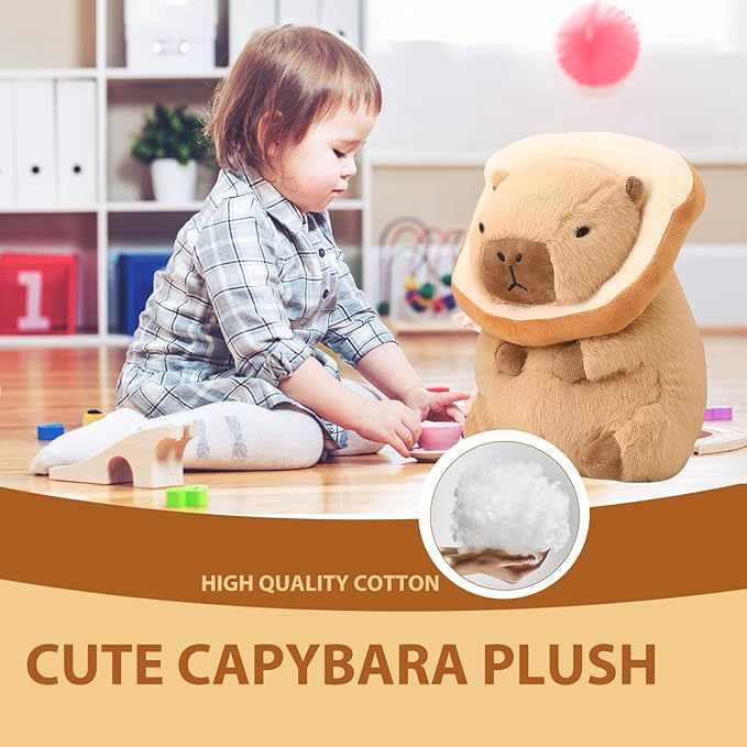 Cute Capybara Plush-11.8Inch Soft Toast Capybara Stuffed Animals Pillow-Kawaii Capibara Animal Plushies Toy,Great Capybara Birthday Gifts for Adults and Kids