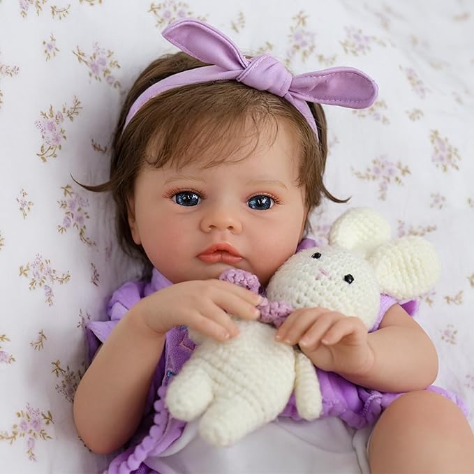 SCOM Realistic Reborn Baby Dolls with Baby Accessories - 20 inch Lifelike Baby Doll Girl, Soft Vinyl Body & Handmade Silicone Limbs, Toddler for Age 3+ Interactive Toy,Birthday Gift
