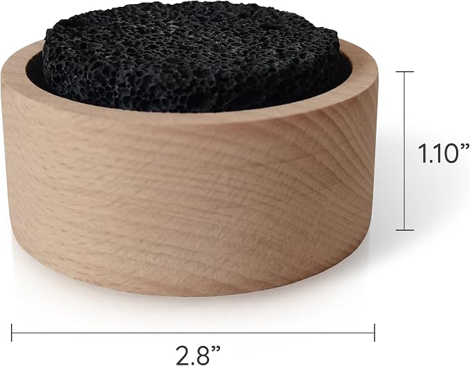 Halsa Lava Stone Diffuser for Sauna, Office, Bedroom, Bathroom - Natural Beechwood Base, Passive Diffusion, Lava Rock Absorbs Essential Oils - Natural Aromatherapy