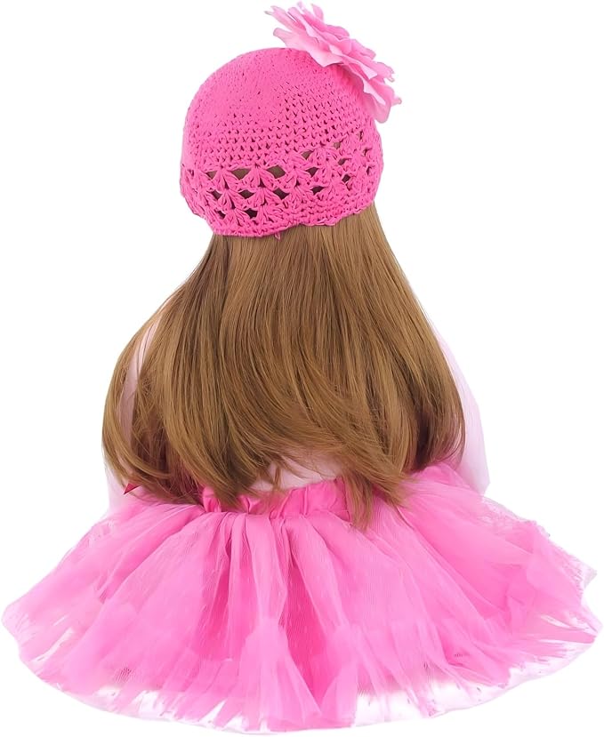Pinky 24 inch 61cm Lovely Reborn Baby Girl Dolls Toddler Realistic Looking Life Like Baby Doll Vinyl Silicone Long Hair Babies Toy Gift (1811-2006)