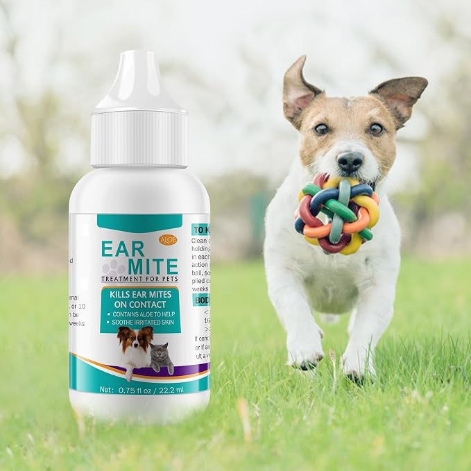 VOSIFSDIY Ear Mite Treatment for Dogs and Cats, Dog Ear Infection Treatment, Ear Mite Treatment for Dog Yeast Infection, 100% Natural Dogs Cats Ears Drops-2PCS