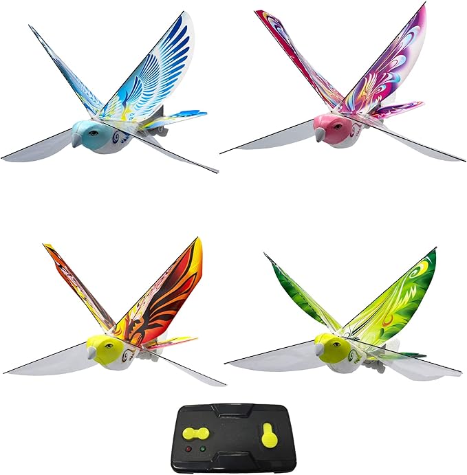 MUKIKIM eBird Blue Pigeon - Flying RC Bird Toy for Kids. Indoor/Outdoor Remote Control Bionic Flapping Wings Bird Helicopter. USB Recharging