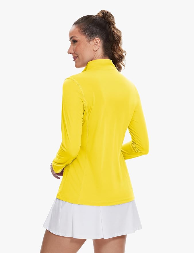 TACVASEN Women's Quarter Zip Pullover Golf Shirts UPF 50+ Long Sleeve Sun Shirts UV Protection Workout Tops