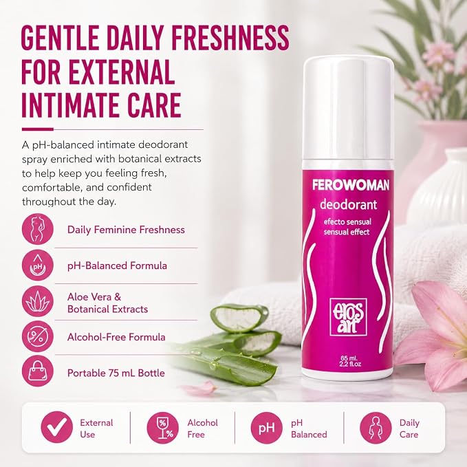 Women's Intimate Deodorant Spray – Daily Feminine Freshness, pH-Balanced External Care, Aloe Vera & Botanical Extracts, Alcohol-Free Gentle Personal Hygiene Mist, Daily Use, 75 mL