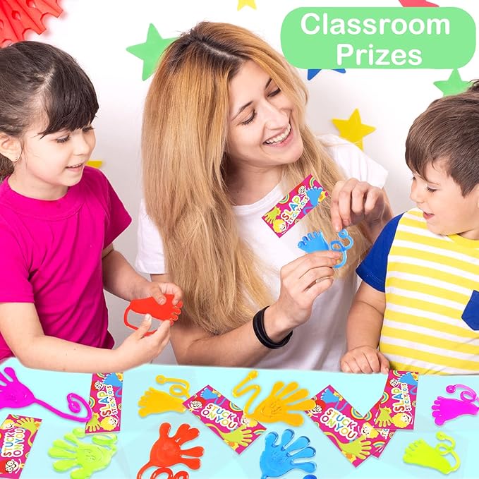 Large Sticky Hands Bulk Party Favors Supplies Toy Gifts for Kids (100 PCS), Halloween Goodie Bag Stuffer Fillers for Toddlers,Class Non Candy Treats Prizes Pinata Parade Throw Giveaways for Boys Girls