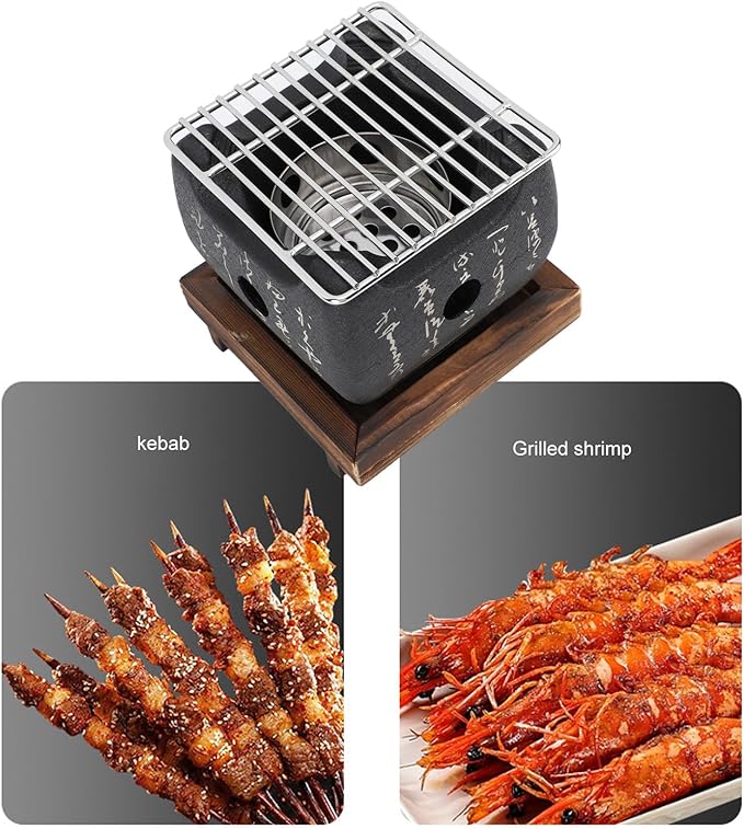 Topyond Japanese Charcoal Grill, Portable BBQ Stove(6.5x5.7in) | Hibachi & yakitori grill,heat-resistant fast heating BBQ stove, portable hibachi grill for yakiniku, robata,outdoor cooking