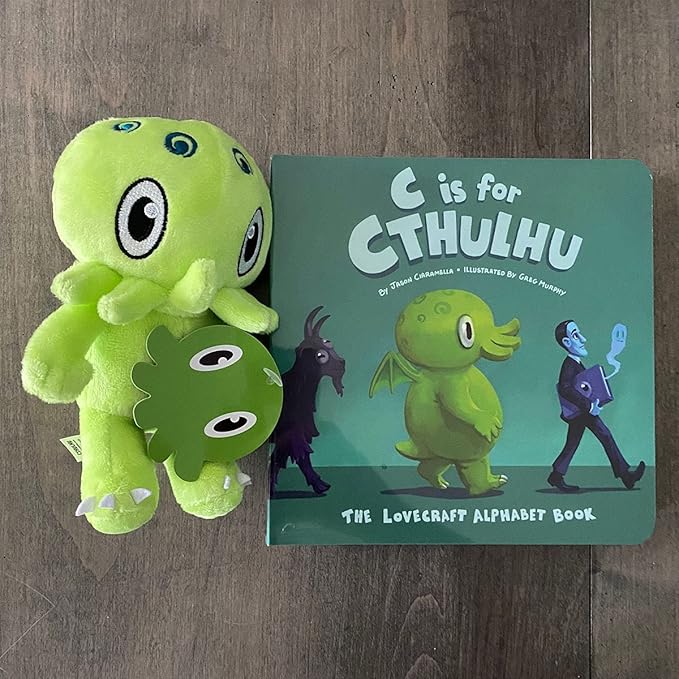 C is for Cthulhu Board Book & Green Plush Bundle (Baby Plush, 6 inches)