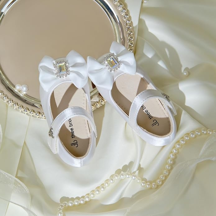 THEE BRON Mary Jane Ballet Flats - Girls' Dress Shoes with Hook & Loop Closure