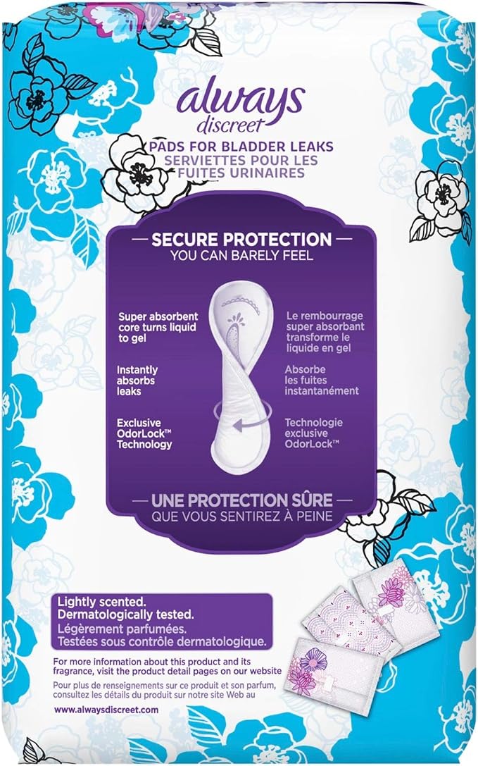 Discreet, Incontinence Liners, Ultra Thin, Regular Length, 30 Count