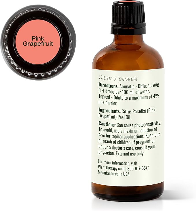 Plant Therapy Pink Grapefruit Essential Oil 100 mL (3.3 oz) 100% Pure, Undiluted, Natural Aromatherapy, Therapeutic Grade