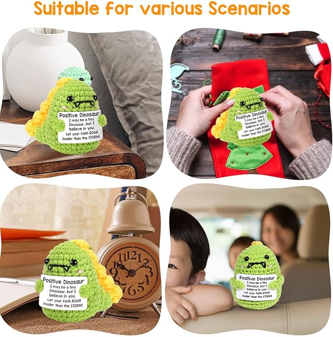 AICase Funny Positive Dinosaur Gifts How to Train Your Dragon Cut Gifts Emotional Support Nuggets Inspirational Crochet Animals Handmade Cheer Decor Birthday Gifts for Sister Daughter Son