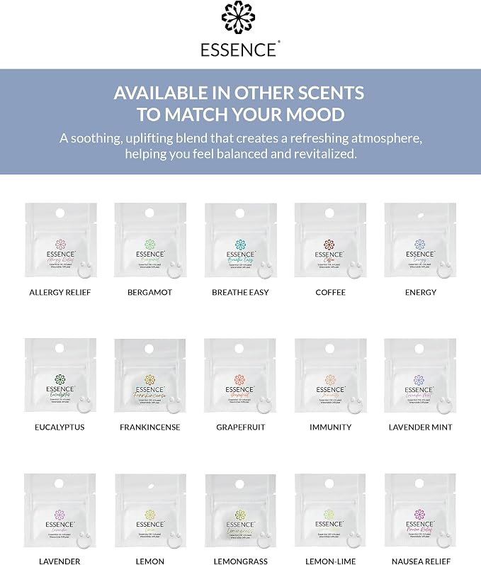 Essence Wearable Aromatherapy Nasal Diffuser – Energy Blend Essential Oil Nose Ring Refresh Kit – Personal Scent Clip for Travel, Work & Everyday Use – Made in USA