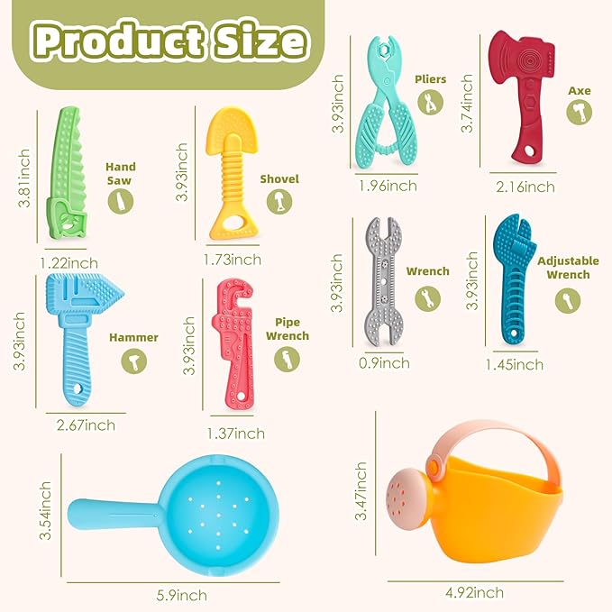 Tools Baby Bath Toys for Kids Ages 1-3 10PCS Toddler Bath Toys Mold Free Baby Gift for 6-12-18 Months Soft-Textured Sensory Teething Toys with Watering Can & Spoon in Bathtub Pool Watertable