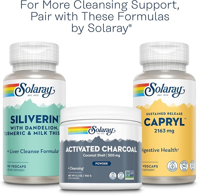 SOLARAY Yeast Cleanse, Antioxidant Support with Caprylic Acid, PAU d'Arco, Licorice Root Extract and Grapefruit Seed Extract, 60-Day Guarantee, 60-Day Guarantee, 60 Servings, 360 VegCaps