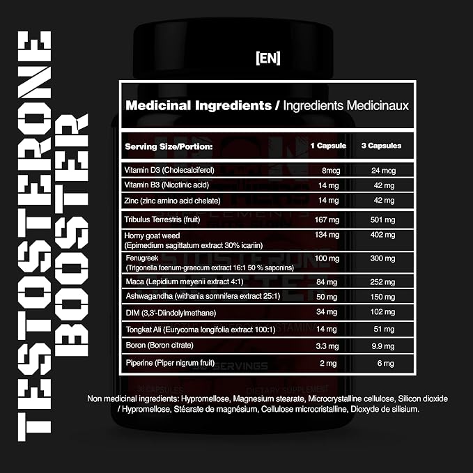 Iron Brothers Men’s Testosterone Support Supplement – Tribulus, Tongkat Ali, Ashwagandha & DIM – Daily Performance & Vitality Formula – with Fenugreek & Zinc – 60 Day Cycle – 180 Capsules