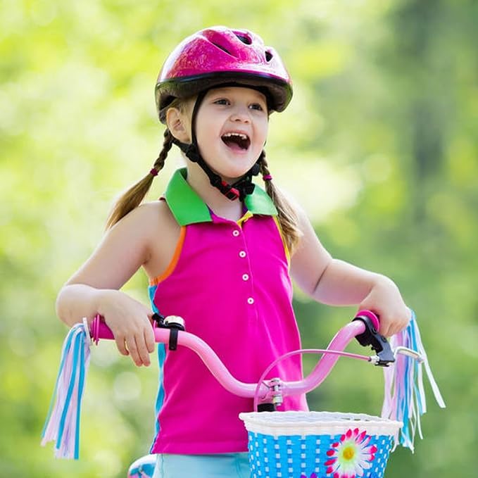 PLATT Kid's Bicycle Handlebar Streamers Colorful Ribbons Tassel for Girls Boys Bicycle Handlebar Scooter Handgrip (Blue 1Pair)