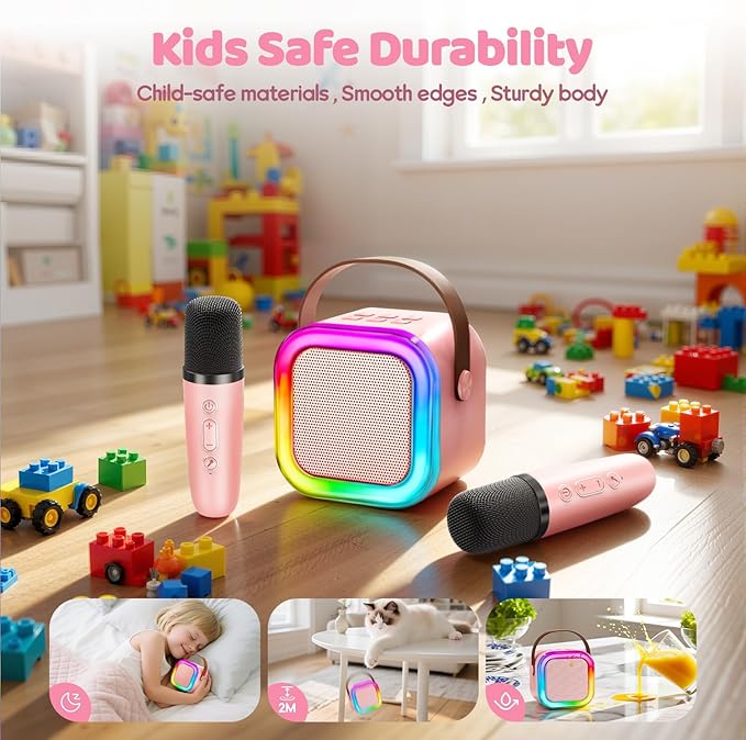 Karaoke Machine for Kids, 2026 TOP Toys Birthday Gifts Ideas for Girls Ages 4, 5, 6, 7, 8, 9, 10, 12+ Years Old, Portable Mini MP3 Player with 2 Wireless Mics for Party