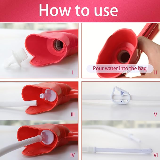 Rubber Enema Bag Kit for Colon Cleanse for Women Anal Douche Bag Enema Cleaner Hot Water Bottle (2 Quart)