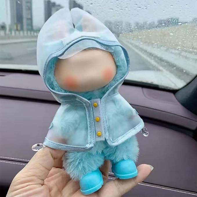 17cm Doll Raincoat Outfit Set - Water-Resistant Material Cape & Boots for 17cm Fashion Dolls, Doll Clothes Accessories, Blue Shoes (Doll Not Included)