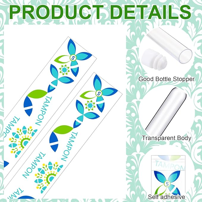 Baderke 62 Pcs Plastic Tube Container Set Includes 20 Tubes for Women 40 Reusable Wrappers 2 Silicone, Tube for Women