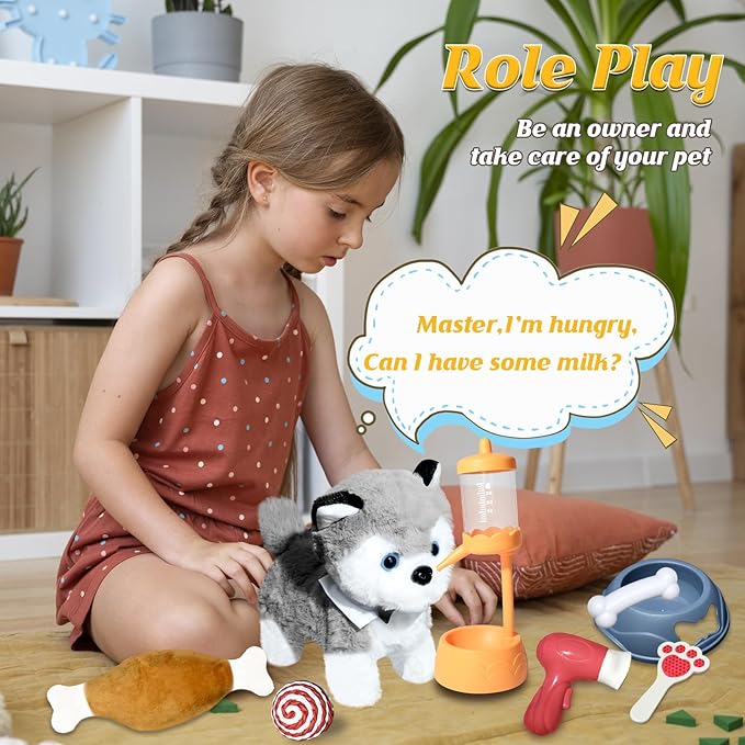 Puppy Toys for Kids, Toy Dogs That Walk and Bark, Walking Dog Toy for Kids with Leash, Interactive Stuffed Puppy with Remote Control, for Girls and Boys Aged 3-7 Year Old