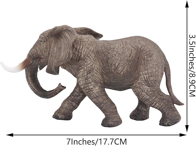Gemini&Genius Elephant Toy for Kid, Elephant Animal Figure, Realistic 7" Large Elephant Action Figure, Wild Life Toy, Great Gift, Collection, Cake Topper, Storytelling Prop and Decor for Kids