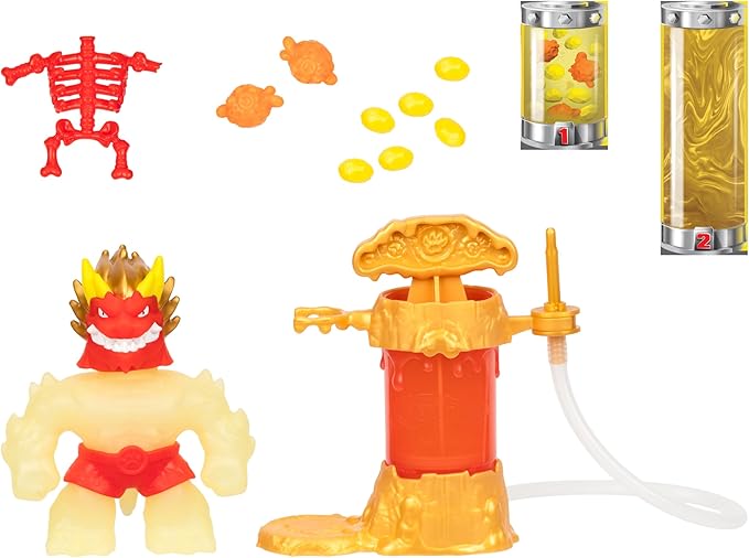 Heroes of Goo Jit Zu Hero Creator with 3 Unique Goo Fillings, Mix, Fill & Create Your Own Stretchy Glow-in-The-Dark Blazagon Action Figure, Play Again and Again