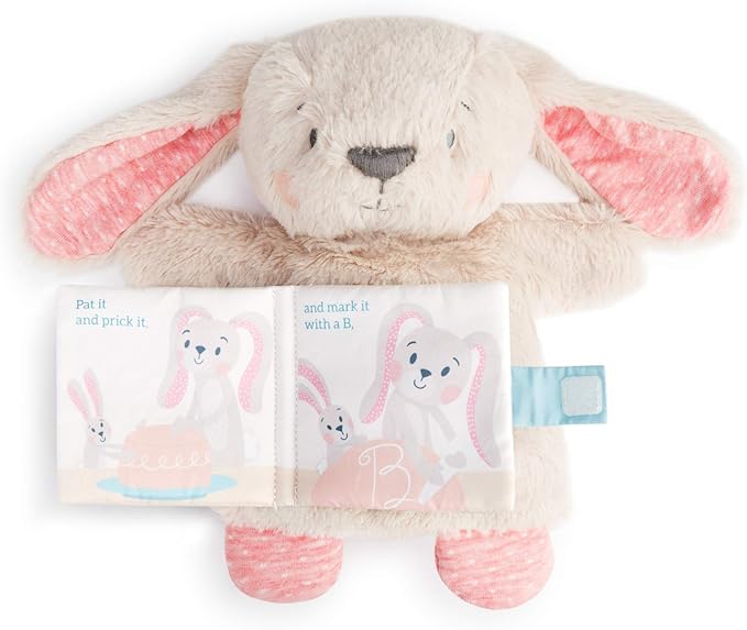 Demdaco Pat A Cake Creamy Floppy Eared Bunny Puppet 9.5 x 3.5 Plush Children's Soft Book Toy