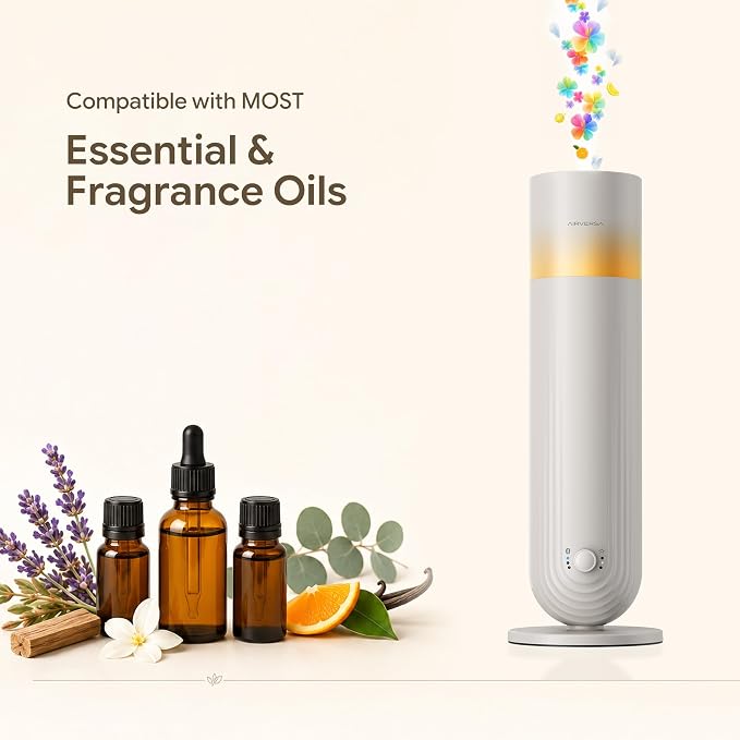Airversa U1 Smart Tower Waterless Diffuser Starter Kit, Beige Gray | 2x50mL Hotel Scent Fragrance Oil, Up to 1200 sq ft, App Control, Cold Air, 120mL, DC-12V/1A, Scent Air Machine, U1kit-2X50