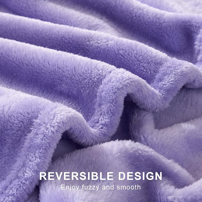 Hansleep Queen Light Purple Fleece Blanket, Soft Flannel Bed Blanket | Fuzzy Cozy Blanket 90x90 Inches, Multi-use for Bed, Sofa, Couch, Travel, Camping, All Season Warm Lightweight Cover