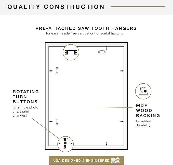 MCS Studio Gallery 18x24 Poster Frame Gray Woodgrain Engineered Wood, Vertical & Horizontal Wall Hanging Large Picture Frame for Photos, Posters & Art Prints (1-Pack)