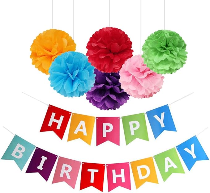 Fecedy Colorful Happy Birthday Banner Bunting