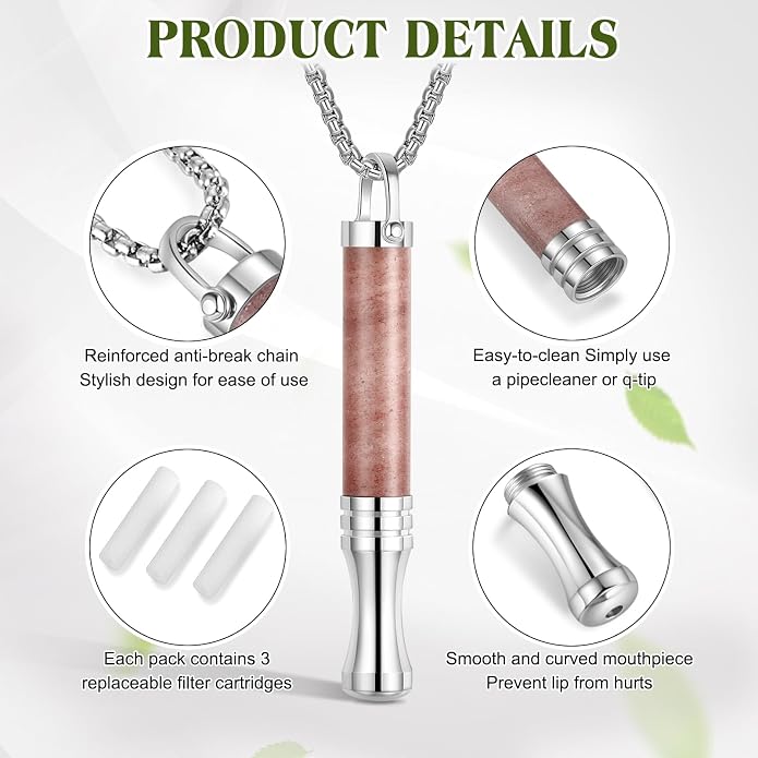 Breathing Necklace, Natural Stone Breathe Free Necklace Classic Shift for Stress Relief, Anxiety Necklace Mindful Breathefree Tool for Calm, Portable Wellness Gift for Adults
