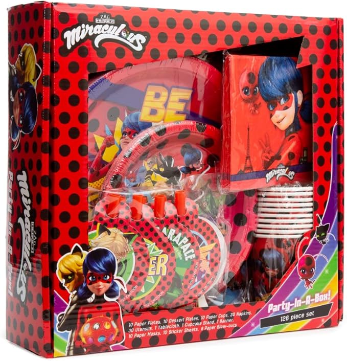Mighty Mojo Miraculous Ladybug Mask Set for Dress Up, Pretend Play, Birthday Parties – Includes 10 Masks - Celebration, Party, Toddlers Cat Noir Party Supplies Officially Licensed Red One Size