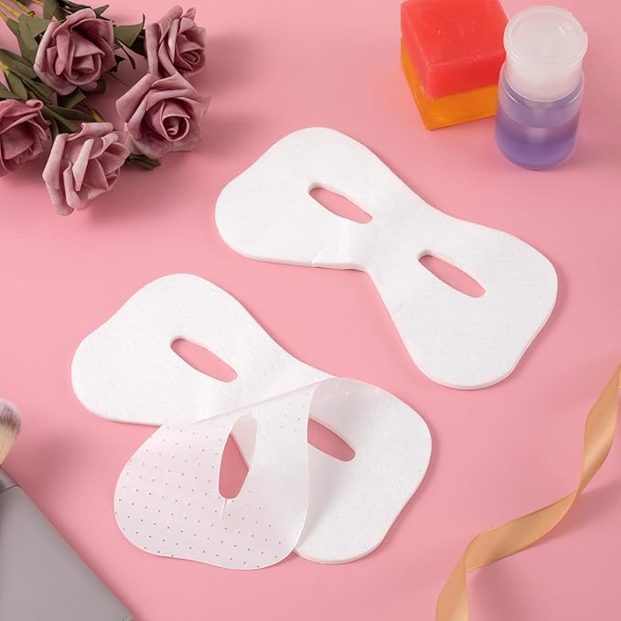 Joez Wonderful 50 Sheets Disposable Eye Mask Paper, Non Woven Eye Care Patches Paper Eye Covers, Cotton Spa Pads for Facials, DIY Clear Eye Mask Beauty Sheets for Makeup (Style B)