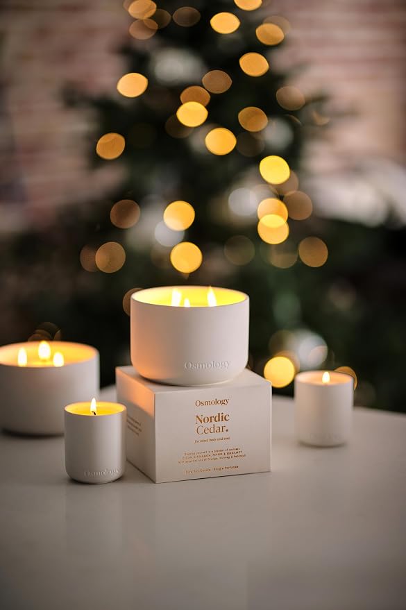 Nordic Cedar Aromatherapy Candle – Cedarwood, Cinnamon & Bergamot Scented Candle, Plant-Based Wax, 15.8 oz, 60 Hour Burn Time, Warm & Cozy Candle