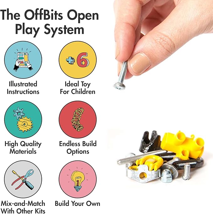 The Off Bits Erector Set: Animal Mini STEM Toys for Kids 6+, Toy Building Sets with Nuts & Bolts, STEM Building Toys Gifts for Boys and Girls (Yellow Bee)