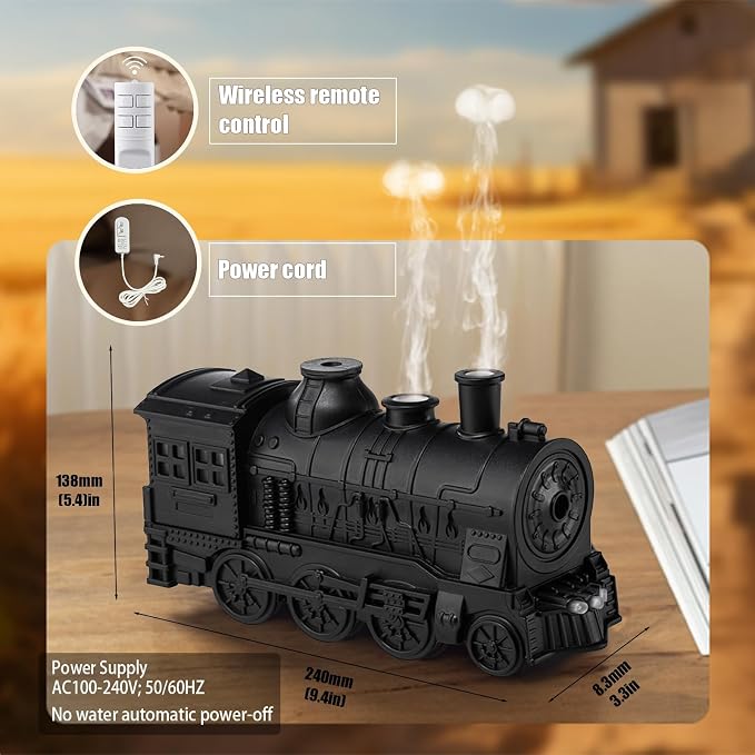 Train Diffusers for Essential Oils,300ml Magic Train Diffuser, Large Room Remote Control Aromatherapy Diffuser, Ultrasonic Cool Mist Humidifier Auto Off for Office Bedroom