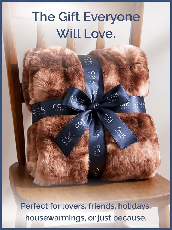 3D Fleece Bubble Blanket Throw - Rabbit Blanket - 50" x 60", Marble Brown | Soft Fluffy Faux Fur Blanket for Couch Sofa & Chair, Cozy Gifts for Women, Tie Dye Cloud Throw Bed Cover, Thick Plush Bedding
