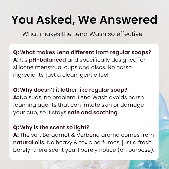 Lena Menstrual Cup Large & Lena Wash Set – Reusable Silicone Period Cup with Gentle pH-Balanced Cleanser for Menstrual Cups, Beginner-Friendly Starter Kit