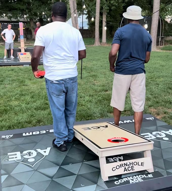 CornholeAce ACE PRO Professional Cornhole Boards - No Bounce! Triple Wide Legs, 3/4" Baltic Birch Plywood, Handles, Regulation Size (4x2ft), Tournament Style, Made in USA